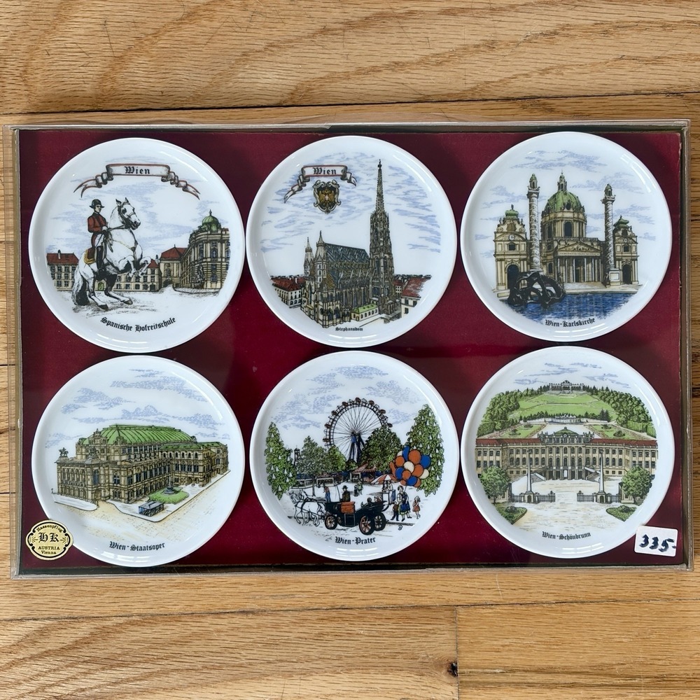 Vintage Hassenpflug HK Austria‎ Vienna Porcelain Coaster Set Landmarks Wien